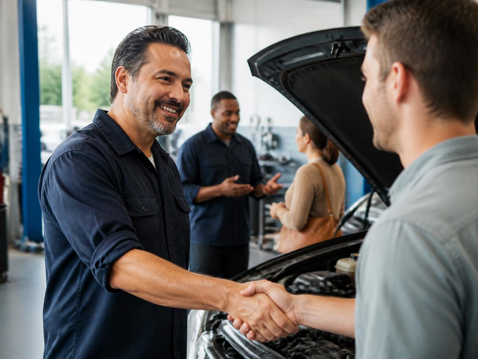 MB Auto Services technician performing engine diagnostics